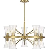 Savoy House 1-9704-10-322 Bennington Modern Vintage Clear Ribbed Glass Chandelier, 10-Light 600 Total Watts, 18" H x 31" W, W