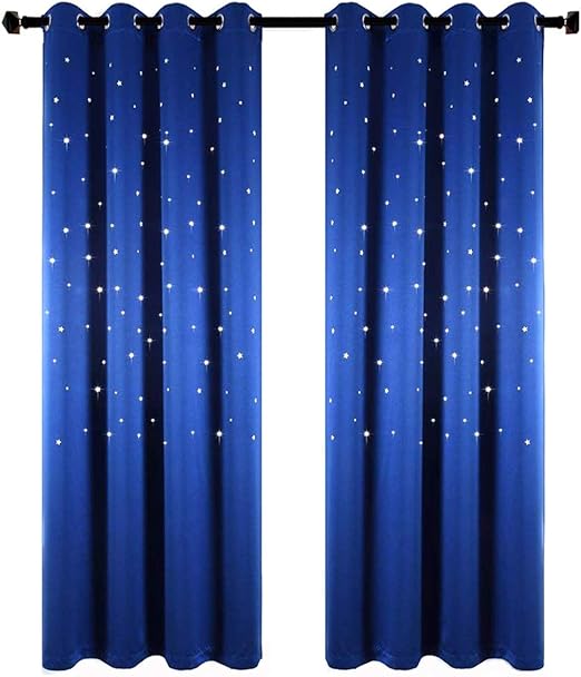 Amazon Com Anjee Starry Sky Blackout Curtains With Laser Cutting