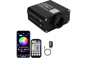 AZIMOM Small Size 16W Twinkle& Sound Activated Fiber Optic Light Source RGBW Light Box Engine Diver APP/Remote Control Music Sensor Mode for Car Home Star Ceiling Light Effect Decoration