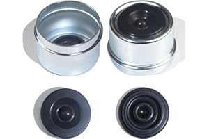 OZISENS 2pcs 1.98'' Trailer Hub Dust Caps with Extra 2pcs Rubber Plugs,Bearing Center Replacement Trailer Cup,Trailer Hub Grease Cap for Most 2000 to 3500 Ib Axles Dexter EZ Lube