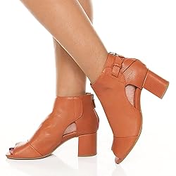 MOOMMO Women Open Toe Booties Sandals Heel Orange