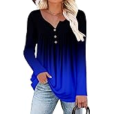 ROSELINLIN Womens Long Sleeve Tunic Tops Floral Fall Blouse Shirts