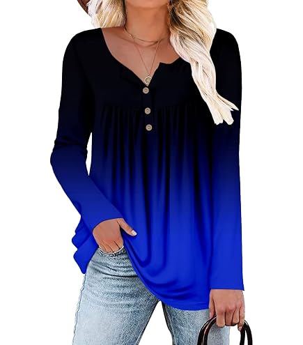 ZXZY Women Long Sleeve V Neck Hollow Out Floral Print Shirt Tops