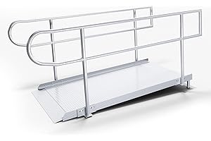 RAMPIT USA, INC. Rampit USA Empower Series Semi-Portable 36-inch Wide Aluminum Wheelchair Ramp with Legs (Ramp and Handrails, 72 inch)