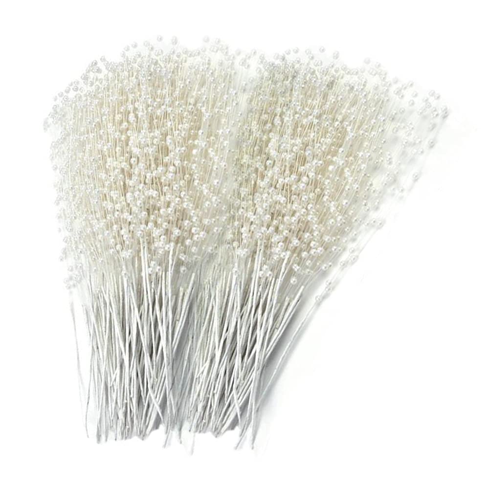 60 Pcs Brides Bouquet Handmade Pearl Beaded Pearl Sticks for Wedding Party Home Decoration