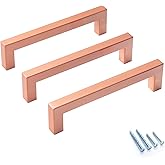 Aibeli 10 Pack Kitchen Cabinet Handles 5 Inch Brushed Copper Square Cabinet Pulls Red Copper Drawer Handles Bar Cupboard Hand