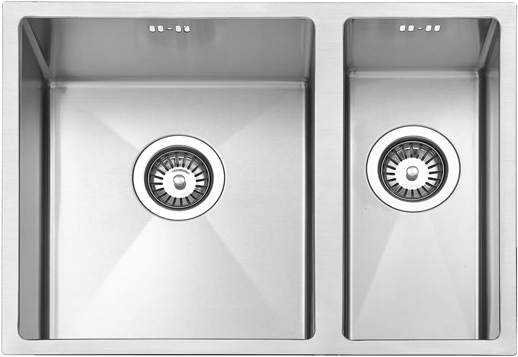 JASSFERRY Kitchen Sink Undermount Handmade Design 1.2mm Thick Square Stainless Steel 1.5 One Half Bowl with Strainer Waste