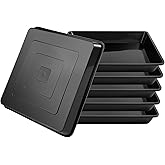 TAQIXI 6 Pack Square Plant Saucer 8 Inch, Durable Thick Plant Pot Dish for Flower Pot, Black Plastic Plant Tray to Catch Water for Indoor Outdoor