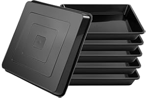 TAQIXI 6 Pack Square Plant Saucer 6 8 10 12 14 16 Inch, Durable Thick Plant Pot Dish for Flower Pot, Plastic Plant Tray to Catch Water for Indoor Outdoor(6 Inch, Black)