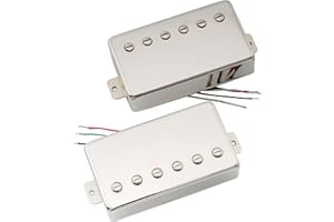 MUSICLILY Artec VH59A Vintage Tone Covered Alnico 5 Magnet Humbucker Neck Bridge Pickups Set for LP Style Electric Guitar, Nickel