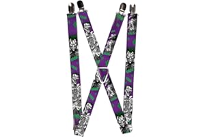 Buckle-Down Suspenders - Joker Laughing Poses Haha Purple/green/black/wh Accessory