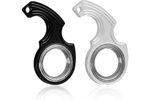 NQEUEPN 2pcs Key Chain Spinner Toys 0.67" Inner Diameter with 2pcs Key Rings, Finger Fidget Keychain Key Ring Spinner Toy Gifts for Kids Adults Finger Exercising Anxiety Relief (Black, Silver)