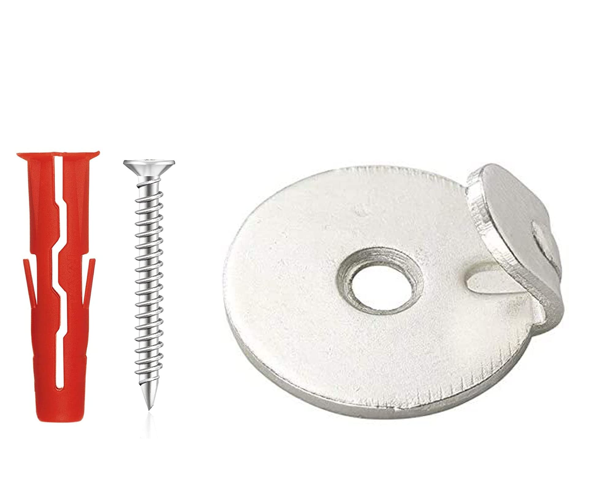 Round Picture Hooks Strong Silver Round Hooks Picture Hanger for Picture Mirror Painting Frame Wall Hanging with Screw and Raw Plugs Nickel Finish 40kg - Pack of 10