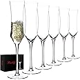 BACLIFE Crystal Champagne Flutes Set of 6-7 oz Hand Blown Champagne Glasses With Long Stem - Elegant Sparkling Wine Stemware - Unique Gift for Birthday,Wedding, Housewarming