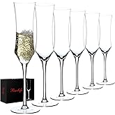 Champagne Flutes Set of 6 - Hand Blown Crystal Champagne Glasses With Long Stem - 7 oz Elegant Sparkling Wine Stemware - Unique Gift for Birthday,Wedding,Mother's Day,Housewarming