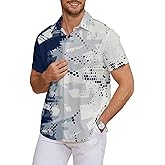 Kiptmug Hawaiian Shirt for Men Tropical Floral Button Down Shirt with Short Sleeve