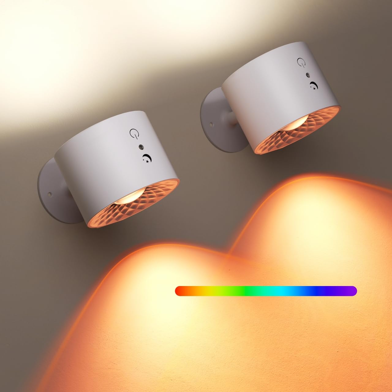 Photo 1 of Joyzy 2 Pack Wall Light Battery Operated Rechargeable RGB Picture Lights for Wall Led Colorful Wall Lighting for Bedroom, Remote Touch Control Wall Mounted Wall Sconce Lamps Magnetic
