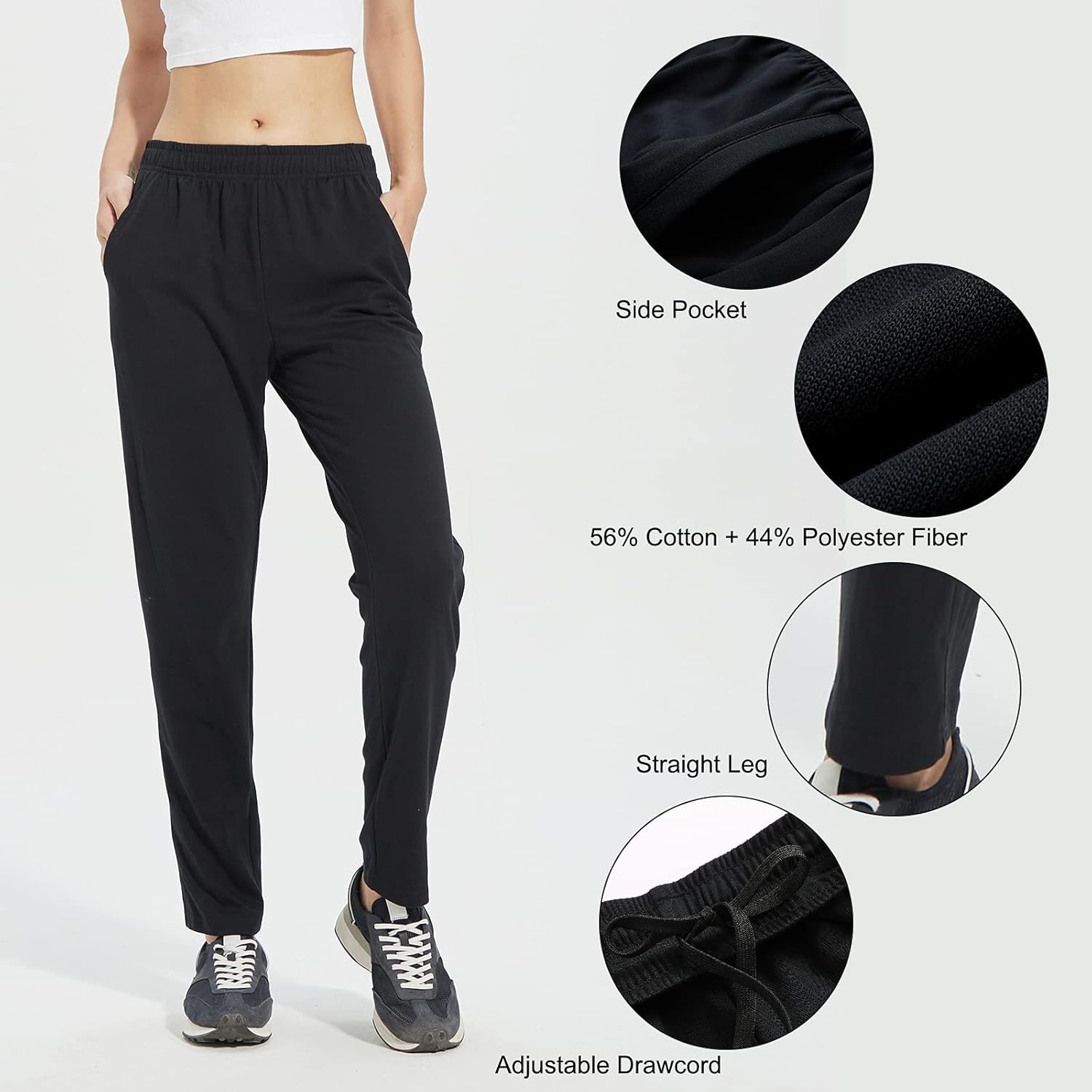 Women's Athletic Sweatpants Casual Running Sports Pants Lightweight Straight Leg Joggers with Pockets: Clothing