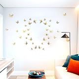 AIEX 24pcs 3D Butterfly Wall Decals Gold 3 Sizes 8/10/12cm with Tape view 5