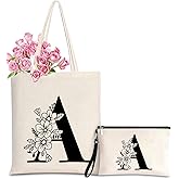 Nioobager Personalized Initial Tote Bag for Women - Monogrammed Bags with Makeup Gift Bag for Wedding, Birthday, Teacher