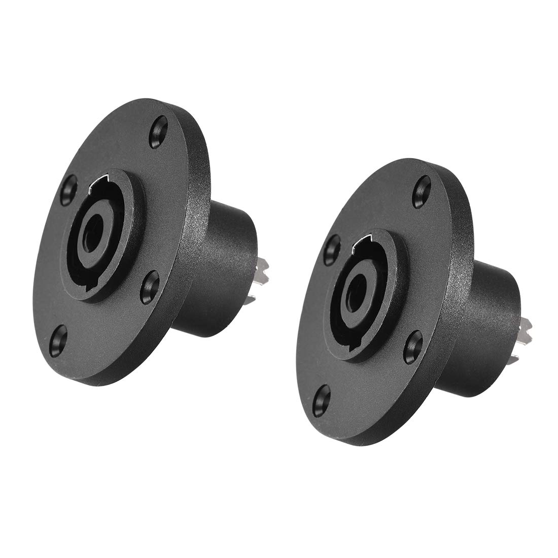 sourcing map 4-Pin Speakons Panel Mount Connector,Audio Speaker Jack Twist Lock,Round Speaker Jack Plate with Metal Insert,2Pcs