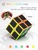 ROXENDA 2x2 Speed Cube Carbon Fiber Sticker ABS Durable Puzzles view 2