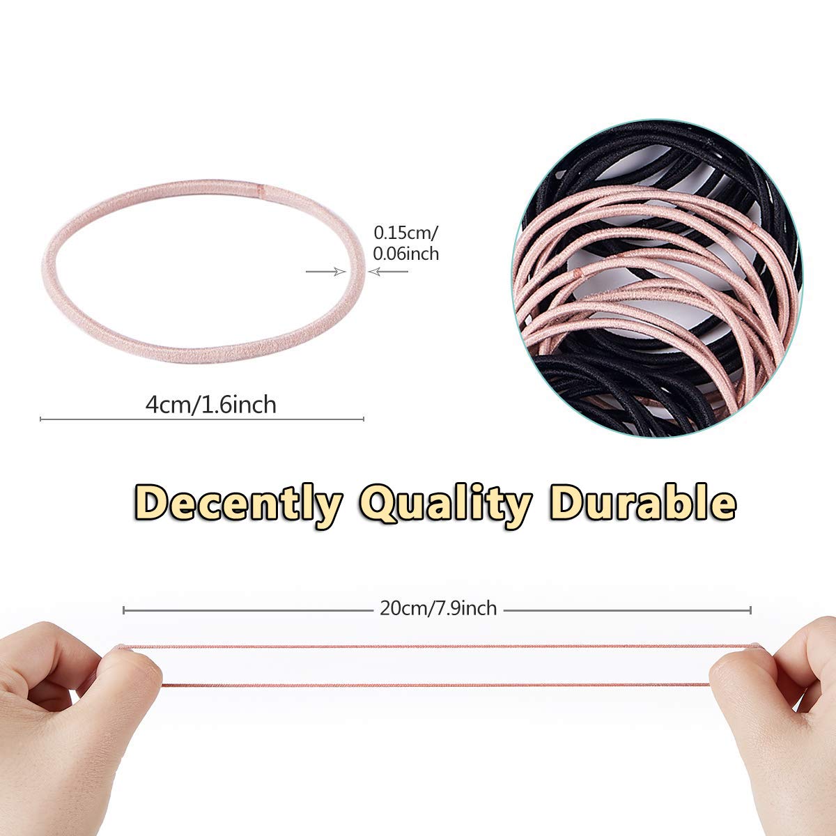 100pcs Hair Bands for Women Hair Elastic Ties，Mixed Color Stretchy Hair Scrunchies with Stroage Bag, Ponytail Holder for Thick and Thin Hair (Multi-colored) : Beauty
