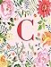 C: Monogram Initial C Notebook for Women and Girls, Pink Floral 8.5 x 11
