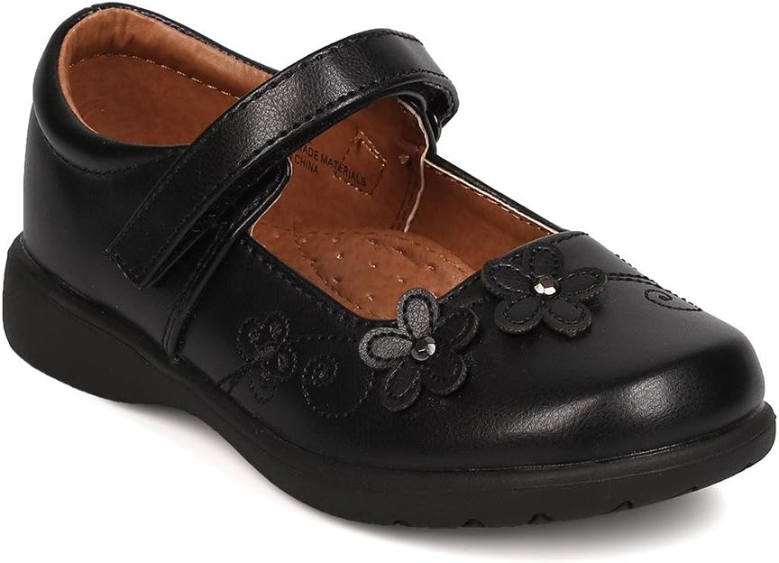 Leatherette Daisy Mary Jane Uniform Shoe (Toddler Girl/Little Girl/Big Girl) FB48 - Black (Size: Little Kid 13)