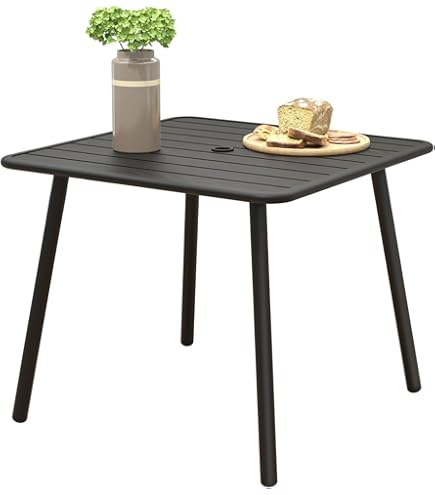 Plastic Outdoor Dining Table With Metal Legs – Weather Resistant, Quick Assembly, Modern Grey For Patio Or Restaurant