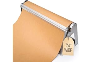 Kenley Butcher Paper Dispenser - Large Holder and Cutter for Wrapping Butcher Craft Freezer Paper Roll - Wall Mount or Tabletop - Carbon Steel Non-Slip Cutter with Serrated Blade (24-Inch)