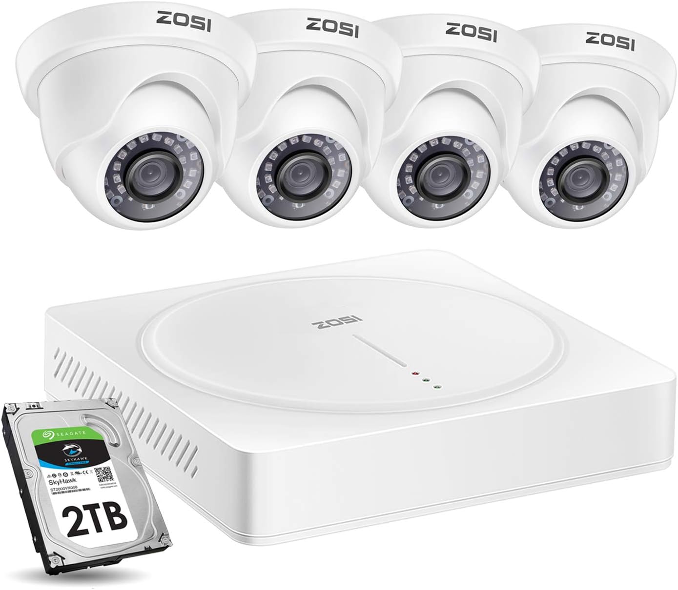 ZOSI 2K+/ 5MP CCTV Camera System w/2TB Hard Drive 8CH 5MP Surveillance