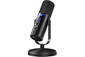 P PUPGSIS PUPGSIS Podcast Microphone, USB/XLR Dynamic Mic with Mute, Headphone Jack, Monitoring Volume Control, Reverb Denoise Effects, PC Microphone for Broadcast, Recording, Gaming & Streaming -Black