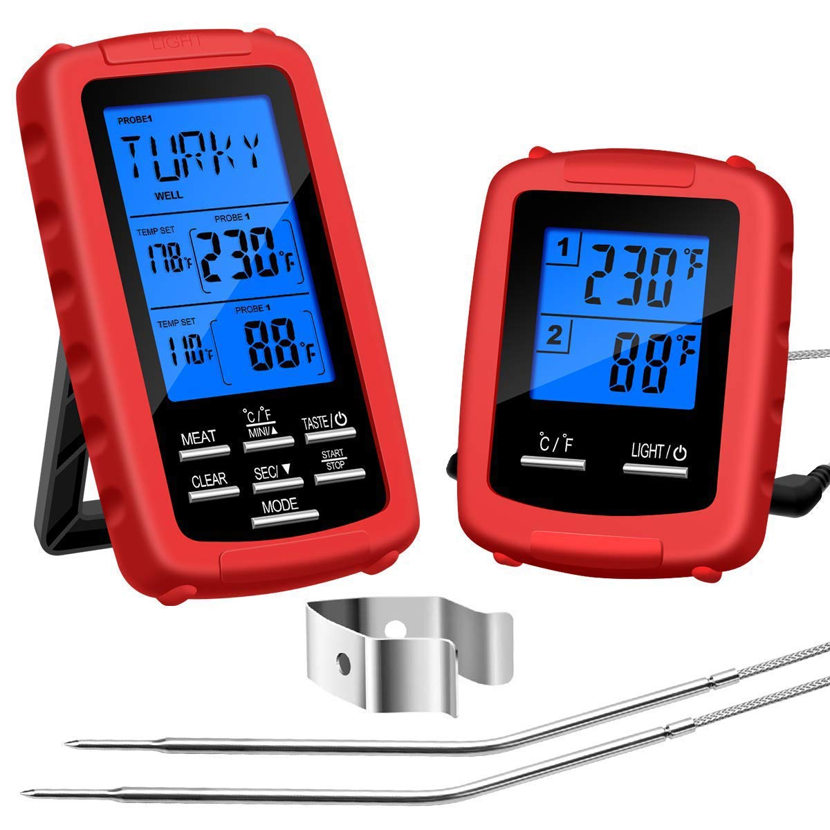 Yoocylii Digital Meat Thermometer Instant Read with Dual Probe for Smoker Digital Thermometer BBQ, Grill Cooking Remote Digital Food Thermometer and Probe, 330 Feet Range