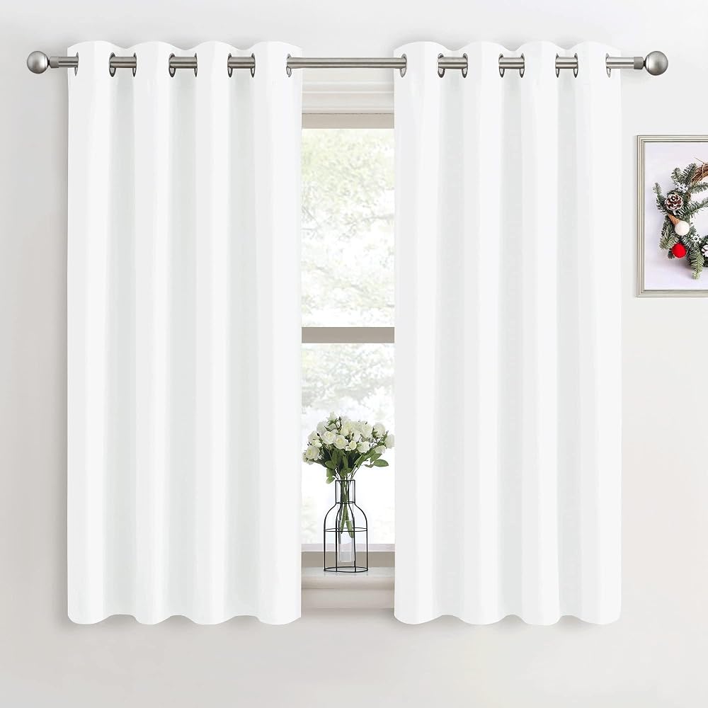 PONY DANCE White Thermal Curtain Panel Set 46 x 54 Eyelet 2 Pieces
