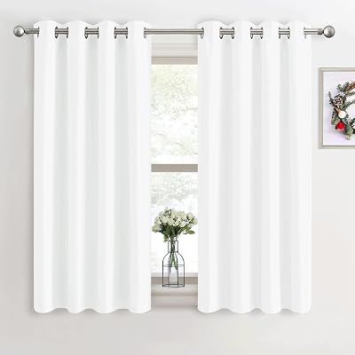 PONY DANCE White Thermal Curtain Panel Set 46 x 54 Eyelet 2 Pieces