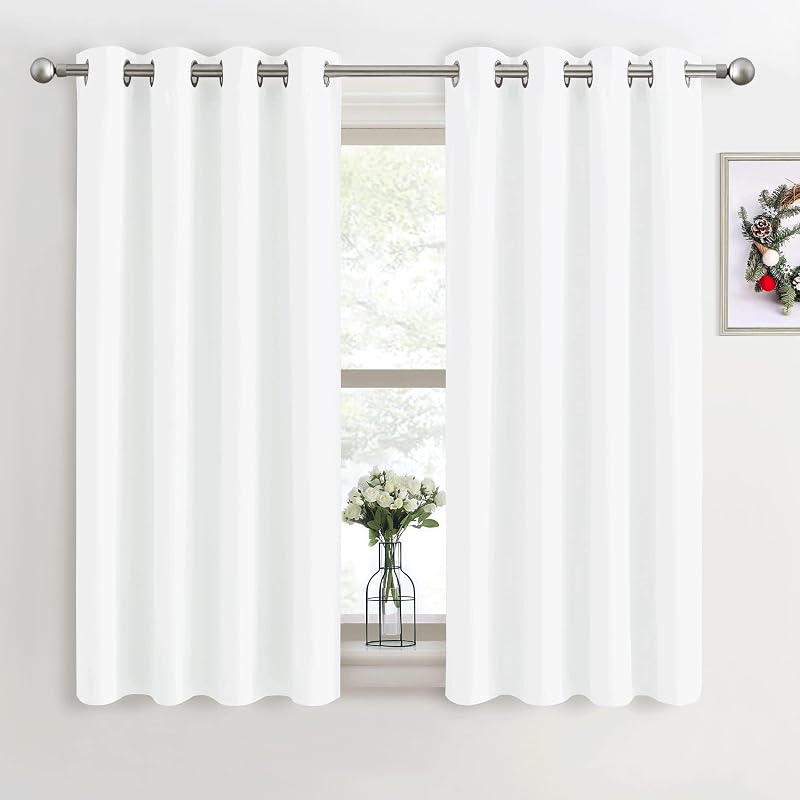 PONY DANCE White Thermal Curtain Panel Set 46 x 54 Eyelet 2 Pieces