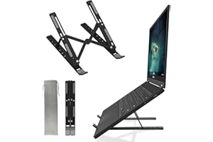 avakot Laptop Stand for Desk 7-Angle Adjustable, Ergonomic Foldable Laptop Riser ABS+Silicone Anti-Slip Portable Laptop Holder, Ventilated Cooling Notebook Stand for 10-15.6”Laptops,Tablet-Gray