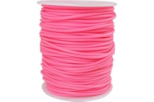 CREATZONE 54 Yards Hollow Pipe Rubber Tube Cord 2mm Rubber Tubing Knitting Barber Cord with 1mm Hole Rubber Stitch Keeper Rubber Saver with Spool for Knitting Projects and Jewelry Making (Hotpink)