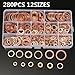 brogtrol M5 M6 M8 M10 M12 Seal Flat Ring Variety of Solid Copper Crush Washers Assortment with Box (12Values 280Pcs)