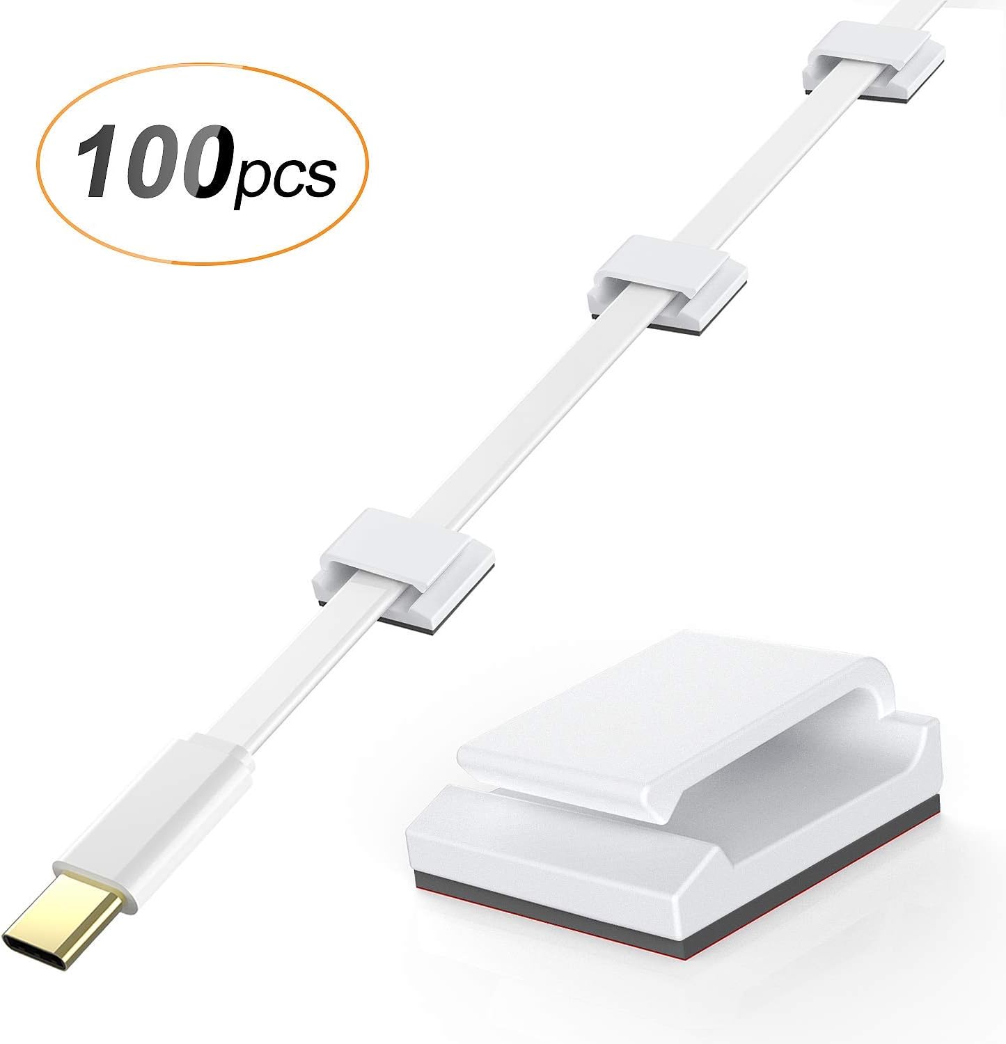 AGPTEK Cable Clips White Self Adhesive 100PCS