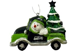 FOCO Seattle Seahawks NFL Snowman in a Truck Ornament