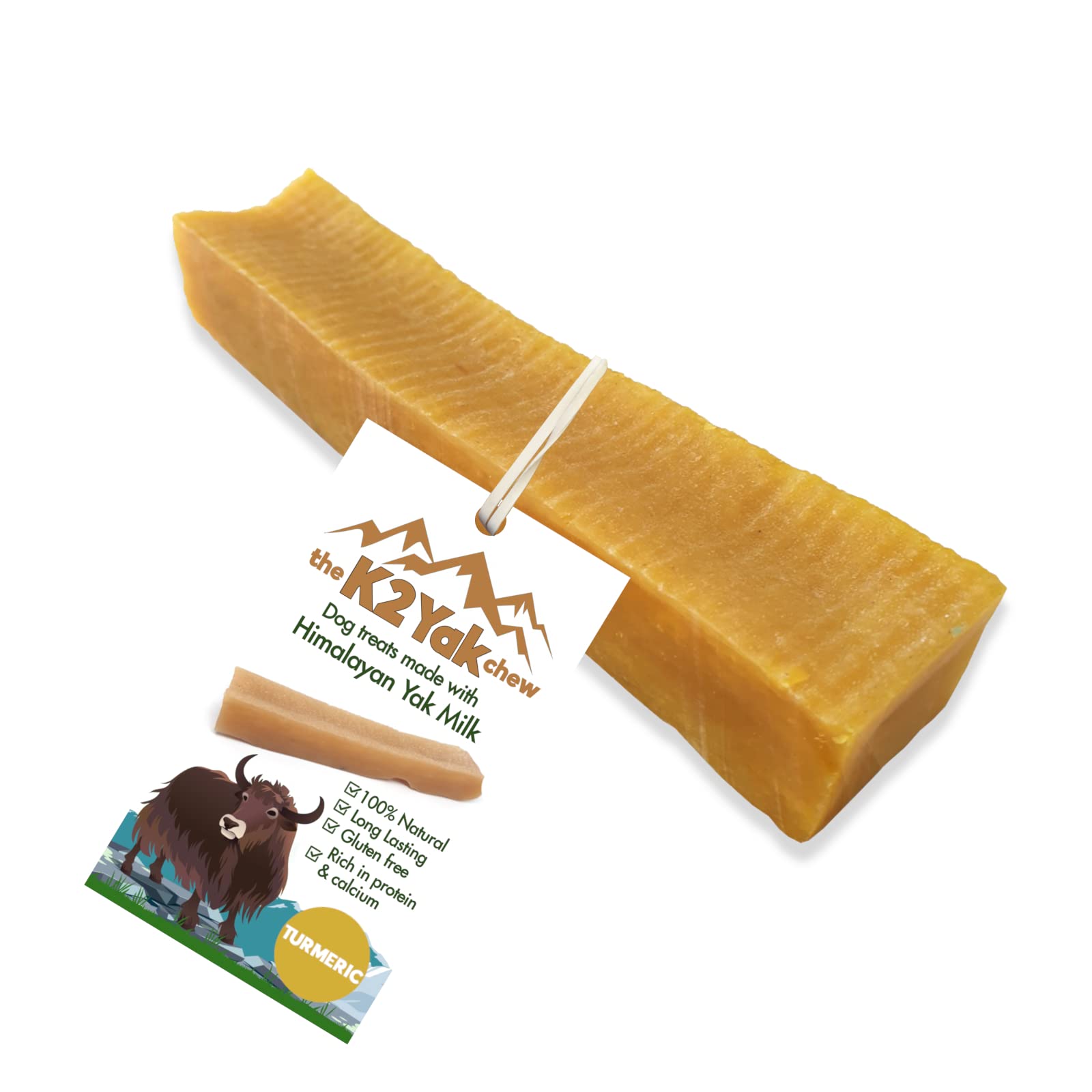 K2 Yak Chews 100% Natural Long Lasting Dog Treats Turmeric Flavour Medium Chew 70-80g Pack of 1