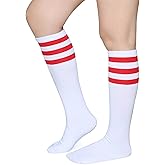 Pareberry Triple Stripes Soft Cotton Knee High Tube Socks for Men and Women