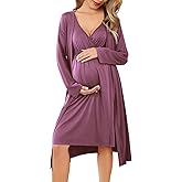 Ekouaer Maternity Nursing Gown and Robe Set Labor Delivery Nursing Nightgowns for Breastfeeding Pregnancy Clothes