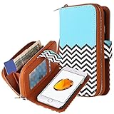 iPhone 7 case, E LV iPhone 7 Case Cover - PU Leather Flip Folio Wallet Purse Case Cover for Apple iPhone 7 - [ZIGZAG]