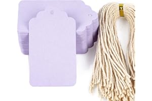 LAOBAN 100pcs Light Purple Paper Hang Gift Tags, Blank Marking Tags with String for DIY Homemade Gifts