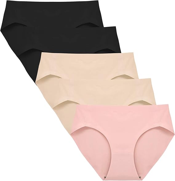 No Show Underwear for Women Seamless High Cut Briefs Mid-waist Soft No Panty Lines, Pack of 5 at
