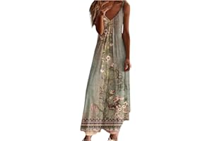 YAFINMO Summer Dresses for Women 2024 Vacation Floral Slip Dress Boho Maxi Sleeveless Dress Casual V Neck Beach Sundresses