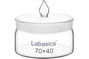 Labasics Borosilicate Glass Weighing Bottle, 70 mm Diameter, 40 mm Height, with Ground Glass Stopper, Wide Mouth for Laborato